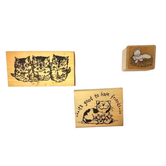 Set of (3) Cat Rubber Stamps - Picture 1 of 2